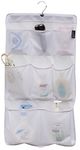 MISSLO 8 Pockets Mesh Shower Caddy Organiser Bathroom Storage Shower Tidy Hanging Pockets Rail with Rotating Hanger Quick Dry Curtain Storage