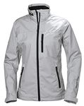 Helly Hansen Women's Crew Midlayer Fleece Lined Waterproof Windproof Breathable Rain Coat Jacket, 853 Grey Fog, Large