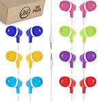 JustJamz Bulk Earbuds Bubbles 50 Pack of Colorful in-Ear Earbuds Mixed Colors Pack of Wired in-Ear Earphones Compatible with Smartphones for Schools, Kids, Classrooms & Libraries