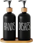 Soap Dispenser,Dish Soap Dispenser for Kitchen Sink.Glass Hand Soap Dispenser, Modern Farmhouse Decor Dish Soap Dispenser for Bathroom,Kitchen Sink Decor