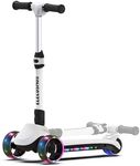 ELECOSMOS 3 Wheel Electric Scooter for Kids Ages, Light Up Deck & Big Wide Wheels, 3 Adjustable Heights Foldable Kick Scooter, 5mph, Lightweight Motorized Scooter for Kids Ages 4-6, 4-8, 6-8 Black
