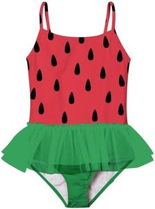 swimsobo Girls One Piece Swimsuit Colorful Mermaid Bathing Suit Cute Swimwear for 2-10 Years, Watermelon, 7-8 Years