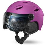 Odoland Snow Ski Helmet with Detachable Visor, Shockproof/Windproof for Skiing, Light Weight Snowboard Helmet and 2-in-1 Visor Detachable Goggles Set for Men Women, Purple, Size M