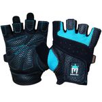 Meister Women's Fit Grip Weight Lifting Gloves w/Washable Amara Leather - Turquoise - Medium