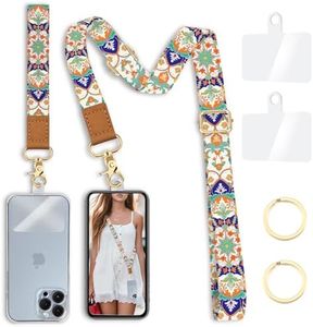 Yonlevres Phone Lanyard Crossbody Wrist Strap, Boho Bohemian Cell Phone Lanyards for around the Neck Wristlet Adjustable Strap for Women Keys Case ID Badges Accessories