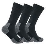 Carhartt Men's Midweight Stretch Top Sock 3 Pack, Black, Large (Pack of 3)