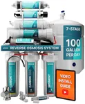 NU Aqua 7-Stage Alkaline & UV Under Sink Reverse Osmosis Water Filter System - Booster Pump - 100 GPD RO Filtration & Remineralization - Faucet & Tank - 100GPD Undersink Home Kitchen Drinking Purifier