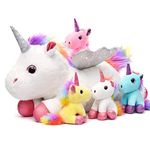 Tacobear 5pcs Unicorn Gifts for Girls Unicorn Plush Toys Unicorn Stuffed Animal Unicorn Mommy with Babies Unicorn Teddy Birthday Gift for Kids Unicorn Toys for Girls 3 4 5 6 7 Years
