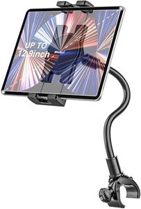 woleyi Gooseneck Tablet Holder for Spin Bike, Peloton iPad Holder Mount Exercise Bike Handlebar Stand for Stationary Bicycle, Treadmill, Stroller, Elliptical for iPad Pro 12.9, Air, Mini, 4-13" Device