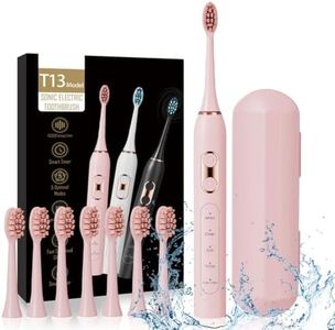 MiTdir® Electric Toothbrush USB rechargeable electric toothbrush with 8 brush heads and travel case, 5 modes, sonic electric toothbrush for adults (Pink)