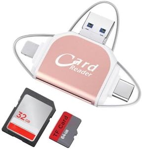 4 in 1 SD Card Reader for iPhone ipad Android PC Camera Multi-Port Universal USB SD TF Memory Card Reader USB C Hub Multiport Adapter for MacBook Pro/Air No App Required