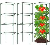 3Pack Tomato Cages for Garden,Square Tomato Plant Cage Support Heavy Duty Pole 57*15.4*15.4 Inches,Steel Plant Tower Stakes,Cherry Tomato Trellis Cucumber for Climbing Vegetables Flowers Fruits-Green