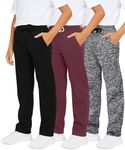 3 Pack Boys Girls Athletic Pants Sweatpants Active Kids Teen Open Bottom Fleece Youth Training Pajama Warm Performance Workout Activewear Winter Warm Sports Running Quick Dry Dri Fit- Set 6,XL(16-18)