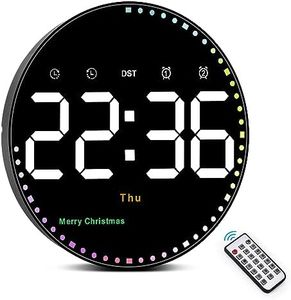 10" Digital Wall Clock Digital Clock, Wall Clock with Colorful Light, Remote Large Digital Wall Clock With Date/Day/Temp/Timer/Countdown/2 Alarms/Festival, LED Digital Office/Home/School/Gym Clocks