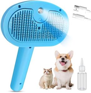 Pet Steam Brush for Dog & Cat,4 in 1 Cat Steam Brush,Self-Cleaning Pet Spary Hair Removal Comb for Grooming,Massage,Shedding,Recharegable Spritz Defur Comb for Long&Short Haired Dogs Cats Blue