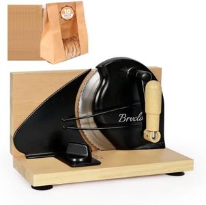 Brvclon Manual Bread Slicer for Homemade Sourdough,Adjustable Thickness,Hand Crank Bread Slicer with Stainless Steel Blade, Aluminum Alloy Frame & Solid Wood Base,Comes with 10 Bread Bags
