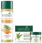 Biotique Bio Wheat Germ Firming Face & Body Night Cream for Normal to Dry Skin, 50g and Biotique Bio Carrot Seed Anti Aging After Bath Body Oil, 120ml