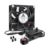 GDSTIME 120mm Fan 220v Fan High Airflow 120 x 38mm 240V Fan with AC Plug DC 4V to 12V Adjustable Speed Control 12038 Cooling Fan For Workstation Server Welder Cabinet PSU