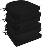 Basic Beyond Chair Cushions for Dining Chairs 6 Pack, Memory Foam Chair Cushion with Ties and Non Slip Backing, 16 x 16 inches Chair Pads for Dining Chairs(Black)