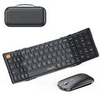 ProtoArc Foldable Keyboard and Mouse, XKM01 Mini Compact Portable Bluetooth Keyboard Mouse Set, Folding Travel Keyboard for iPad iPhone Mac Android Windows, Sync Up to 3 Devices