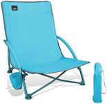Northroad Low Folding Beach Chair,Portable Lightweight Lowback Sling Chair, Outdoor Low Seat Camping Chair w/Cup Holder & Carry Bag for Sand Camping Lawn Picnic Festival, Blue