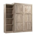 BESTAR Pur Murphy Bed with Shelving Unit, Space-Saving Sleeping Arrangement for Multipurpose Room, Queen, Rustic Brown