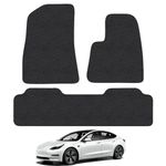 Car Mats for Tesla Model 3 (2017+) Tailored Fit Carpet Floor Mat Set Accessory Black Fully Custom Fitted 4 Pieces - Anti-Slip Backing & Black Trim Edging