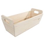 Wooden Multi-purpose Decorative Box with Handles | 35x14x13 cm | Bread Fruit Baskets | Indoor Windowsill Flower Pot Planters Herb Seeds for Craft | Natural Unpainted Plain Wood