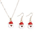 Osemind Christmas Jewelry Sets for Women Elk Necklace Earrings Christmas Tree Snowman Necklace and Earrings Set Deer Santa Claus Earrings Necklace Set (E:Head)