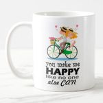 exciting Lives - Love You Make Me Happy Coffee Mug - Gift for Anniversary, Valentines Day - for Girlfriend Boyfriend Husband Wife - 330ml