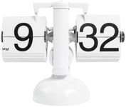 mooas Standing Height Adjustable Flip Desk Clock, Retro Vintage Analog Design Flip Desk Clock Standing Clock Battery Operated, for Home Living Room Office School Hotel Cafe Kitchen (Flip (White))