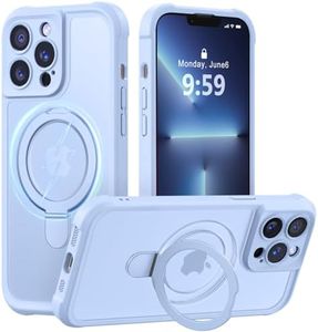 MOCCA Design for iPhone 13 Pro Case with Magnetic Invisible Stand [Full Camera Protection] [Compatible with Magsafe] Military Drop Shockproof Translucent Matte Phone Case Cover 6.1",Light Blue