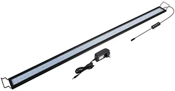 hygger 32W Full Spectrum Aquarium Light with Aluminum Alloy Shell Extendable Brackets, White Blue Red LEDs, External Controller, for Freshwater Fish Tank (46-52 inch)