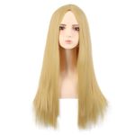 MapofBeauty 28 Inch/70 cm Monochrom Side Bangs Long Straight High Temperature Fiber Fashion Wig (Orange Yellow)