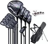 PGM Men's Complete Golf Club Sets - 12 Pieces - 3 Wood (#1,3,5), 1 Hybrid (#4H), 6 Irons(#5,6,7,8,9,PW), 1 Sand Wedge (52°), 1 Putter - Golf Stand Bag, Right Handed