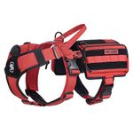 OneTigris Service Dog Vest Harness, Service Dog Cape Guardian Dog Molle Backpack with Pouches for Medium and Large Dogs (Red, M)