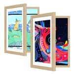 2 Pack Kids Art Frames Front Opening A4, Childrens Artwork Display Storage Frame Changeable, Child Multiple Picture Frame Drawing Hanging Art, Hold 150 PCS, Walnut