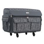 Everything Mary XXL Rolling Sewing Tote, Black & Floral - Travel Case for Brother, Singer, Babylock, and Embroidery Machines - Sewing Storage Bag with 4-Wheel Rollers, Pockets, and Locking Handle