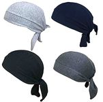 Gajraj Unisex Cotton Patka Skull Cap Bandana/Fashionable Helmet Liner/Head Cap (Pack of 4) (Black-Grey-Navy-Classic Grey)