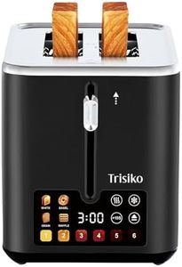 Trisiko® Touch Screen Toaster 2 Slice,Smart Toaster with Digital Timer, 1.38" Extra-Wide Slots for Bread& Bagel,with Reheat, Defrost, Cancel, +15s Boost, Great for Home, Office, Dorm (Black)