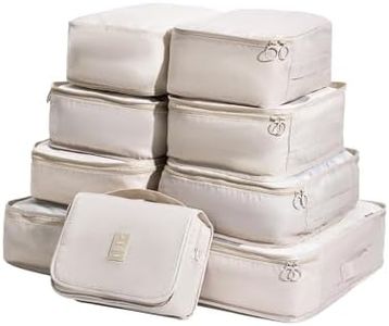 OrgaWise Packing cubes Travel Storage Bags 9 Pcs Packing Orgainer Set Multi-functional Clothing Sorting Packages Travel Packing Pouches Luggage Organizer (9pcs Beige)