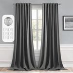 MIULEE Back Tab Grey Blackout Curtains 108 Inch Length 2 Panels Set for Living Room Bedroom Privacy, Rod Pocket/Pinch Pleated Thermal Insulated Room Darkening Light Blocking Curtains