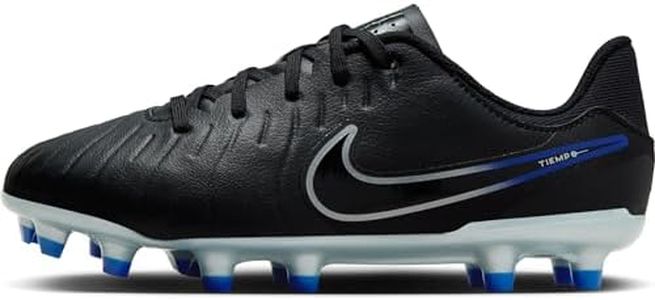 NIKE Boy's Legend 10 Academy Football Shoe, Black Chrome Hyper Royal, 6 US