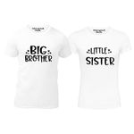 Hangout Hub Boy's & Girl's Round Neck T-Shirt Big Brother Little Sister (White;Big Brother-2-4Yrs;Little Sister-0-2Yrs ;) Pack of 2 Kids Sibling Family T-Shirts