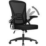 naspaluro Mid Back Office Chair,Ergonomic Desk Chair with Adjustable Height, Flip-Up Arms and Lumbar Support, Breathable Mesh Computer for Home Office,Study,Working, Black