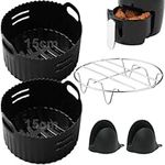 moleath 15cm/6in 2Litre Air Fryer Round Silicone Liners Compatible for Belaco, Salter EK2817 Tower Chefman Small 2L-3L air fryer Pot, Round Steam Rack, for Fryer, Steamer, Microwave Ovens Baking-4Pack