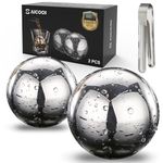 Reusable Stainless Steel Ice Balls for Drinks - 55mm Metal Whiskey Stones, High Cooling Technology, for Whiskey, Vodka, Liqueurs, Wine, Beverage Juice or Soda, Pack of 2 (55mm Round Shape)