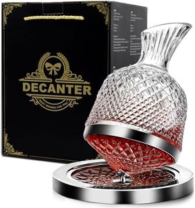 Red Wine Decanter 50oz/1500ml, YTHFGRT Wine Carafe Decanter Made of Lead-Free Crystal Glass, 360° Rotating Decanters for Whisky and Wine, Decanter Gift Box Design for Men Women Gifts