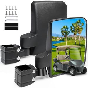 Cartalia Golf Cart Side Mirrors No Drilling, Universal Folding Rear View Mirror for 0.75"-1.25" Square Rail, Fits EZGO Club Car Yamaha, 180 Degree Rotation Large HD Glass Rearview Shatterproof Surface