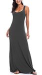 EXCHIC Women's Sexy Tank Top Maxi Long Dress Casual Sleeveless Summer Beach Dress, Deep Grey, XL